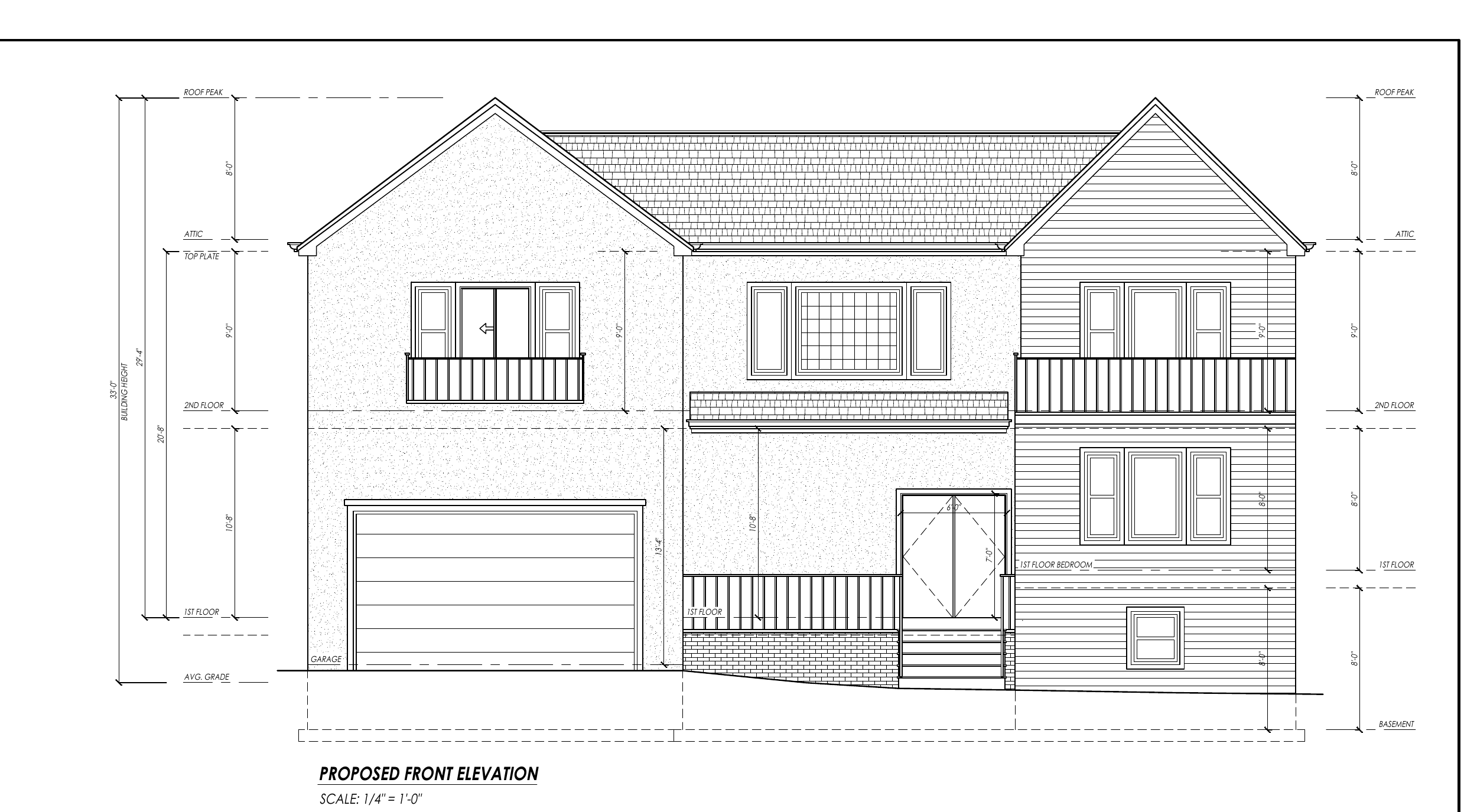 Source drawing — proposed front elevation for 38 Dubois Avenue